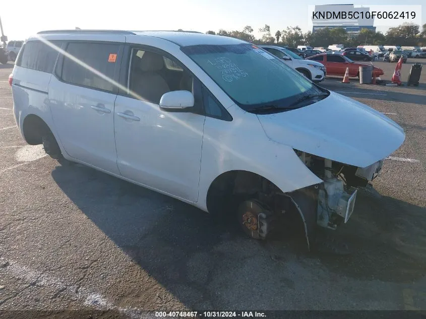 2015 Kia Sedona Lx VIN: KNDMB5C10F6062419 Lot: 40748467