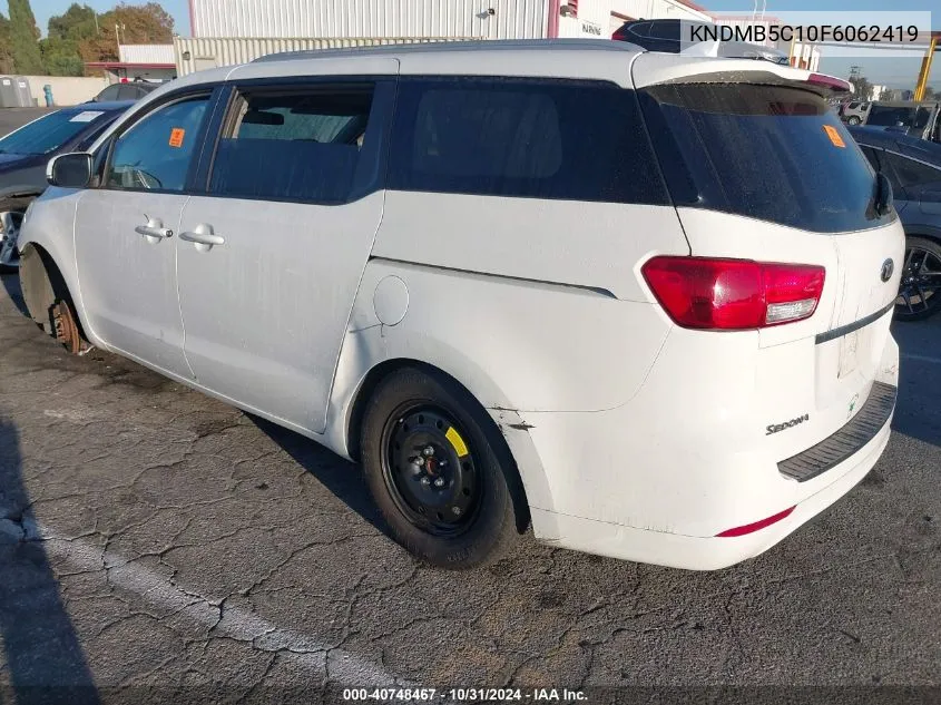 2015 Kia Sedona Lx VIN: KNDMB5C10F6062419 Lot: 40748467