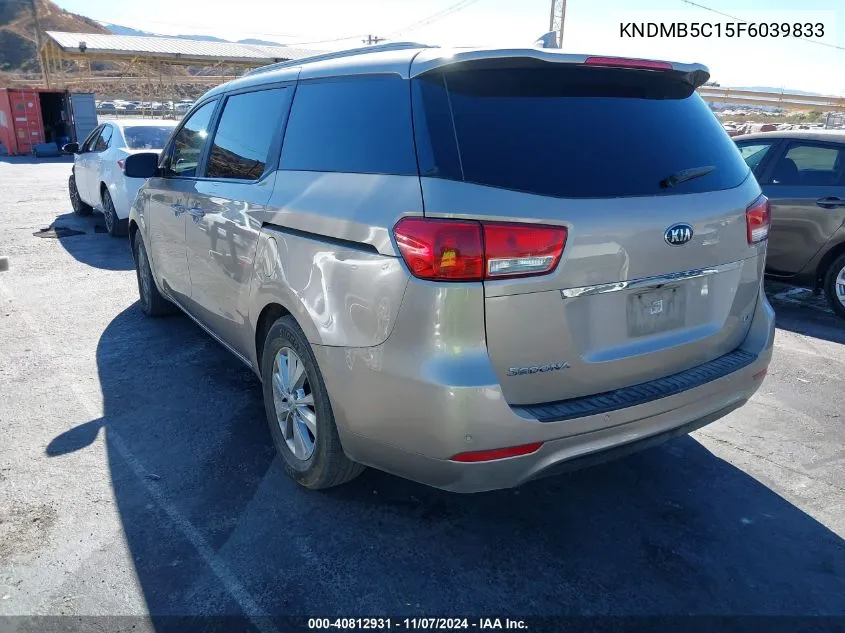 2015 Kia Sedona Lx VIN: KNDMB5C15F6039833 Lot: 40812931