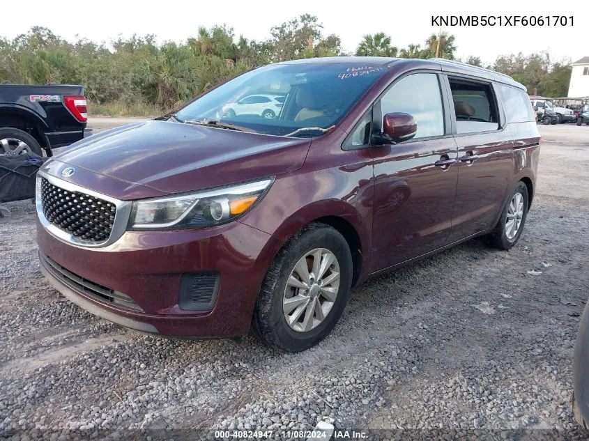 2015 Kia Sedona Lx VIN: KNDMB5C1XF6061701 Lot: 40824947