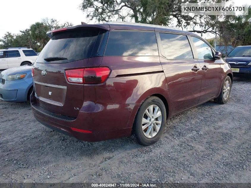 2015 Kia Sedona Lx VIN: KNDMB5C1XF6061701 Lot: 40824947