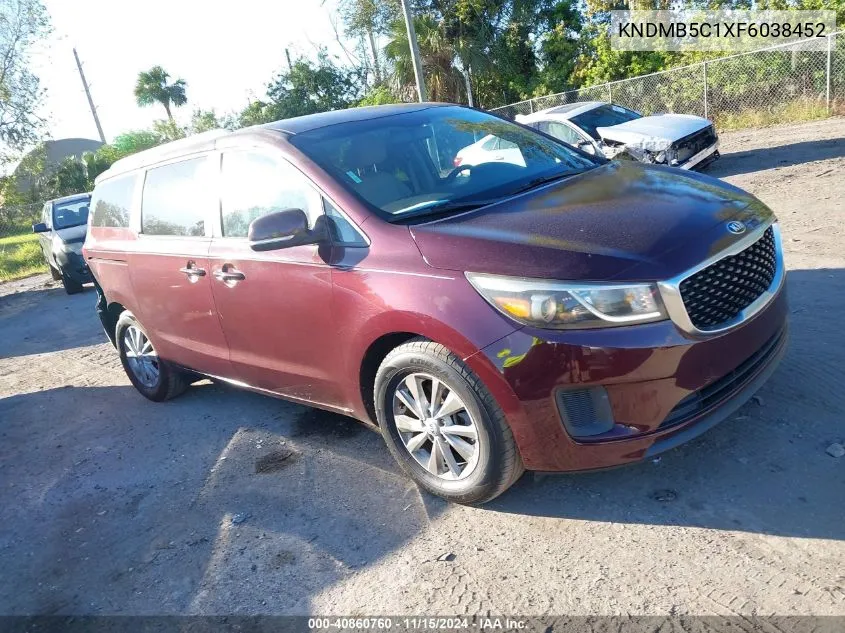 2015 Kia Sedona Lx VIN: KNDMB5C1XF6038452 Lot: 40860760