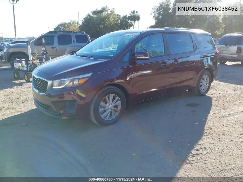 2015 Kia Sedona Lx VIN: KNDMB5C1XF6038452 Lot: 40860760