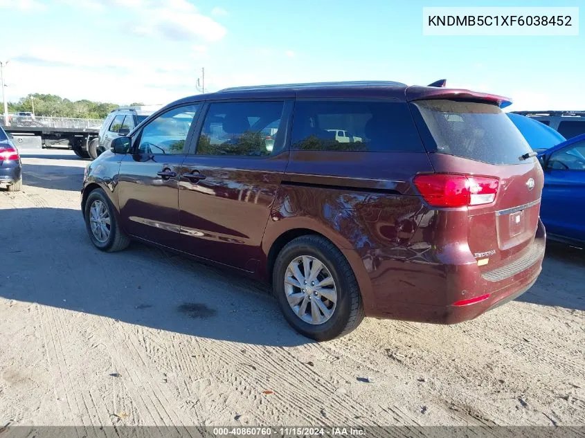 2015 Kia Sedona Lx VIN: KNDMB5C1XF6038452 Lot: 40860760