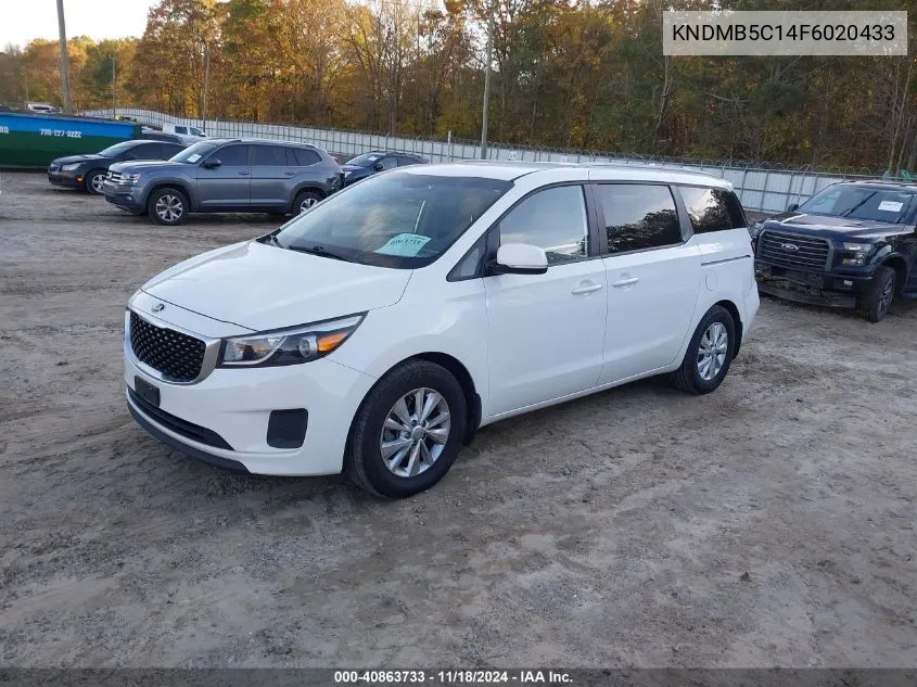 2015 Kia Sedona Lx VIN: KNDMB5C14F6020433 Lot: 40863733