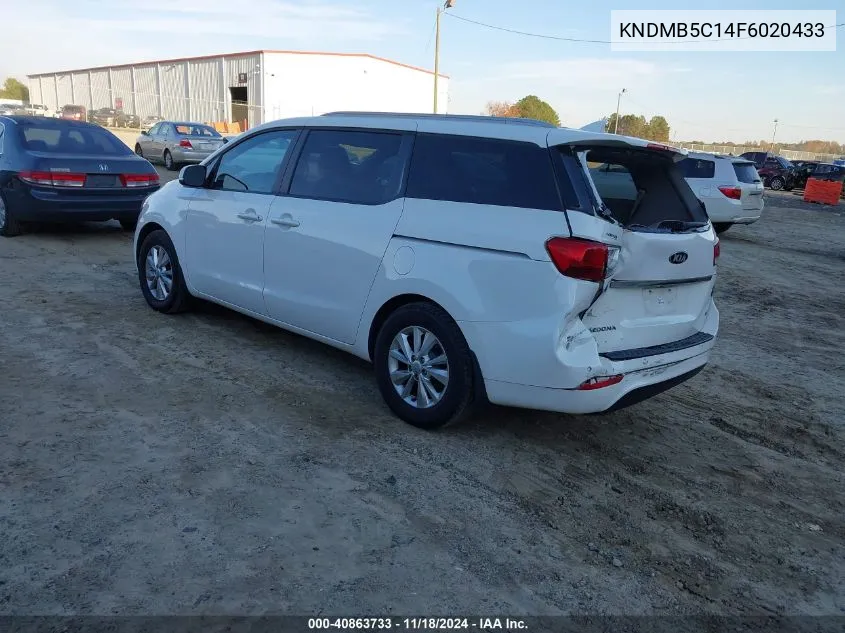 2015 Kia Sedona Lx VIN: KNDMB5C14F6020433 Lot: 40863733