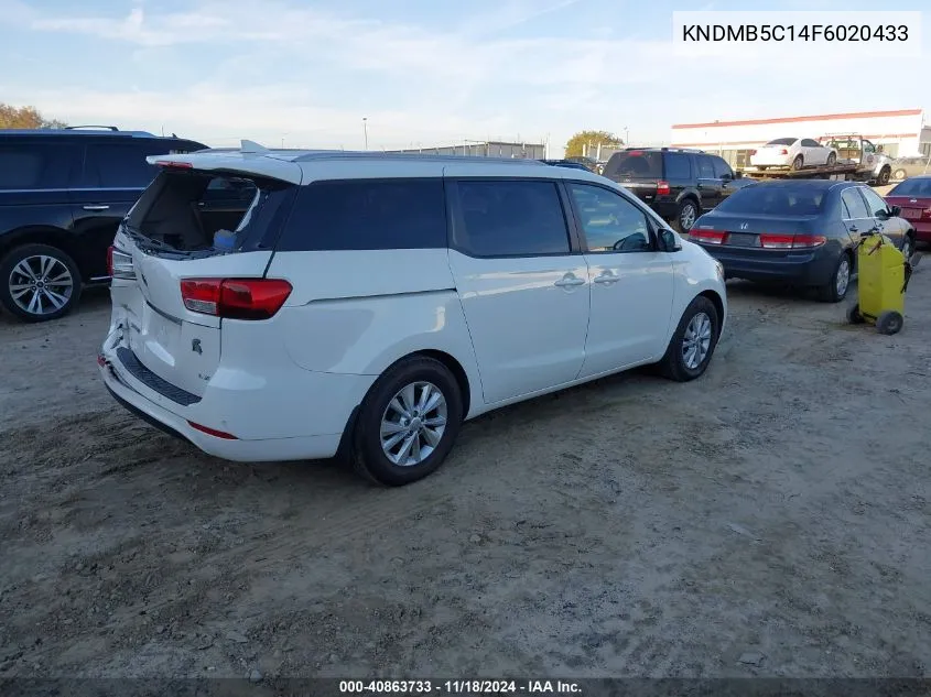 2015 Kia Sedona Lx VIN: KNDMB5C14F6020433 Lot: 40863733