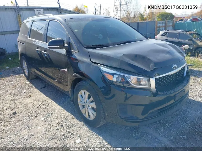 2016 Kia Sedona VIN: KNDMB5C17G6231059 Lot: 12123186