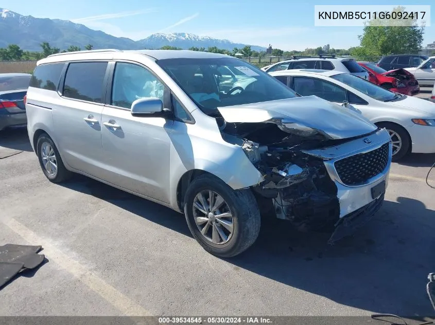 2016 Kia Sedona Lx VIN: KNDMB5C11G6092417 Lot: 39534545