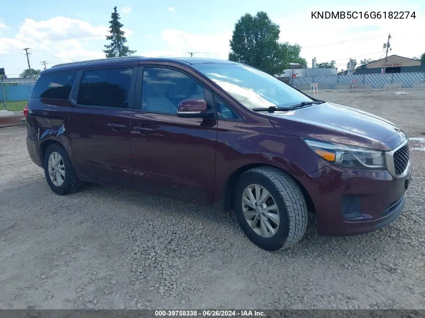 2016 Kia Sedona Lx VIN: KNDMB5C16G6182274 Lot: 39758338