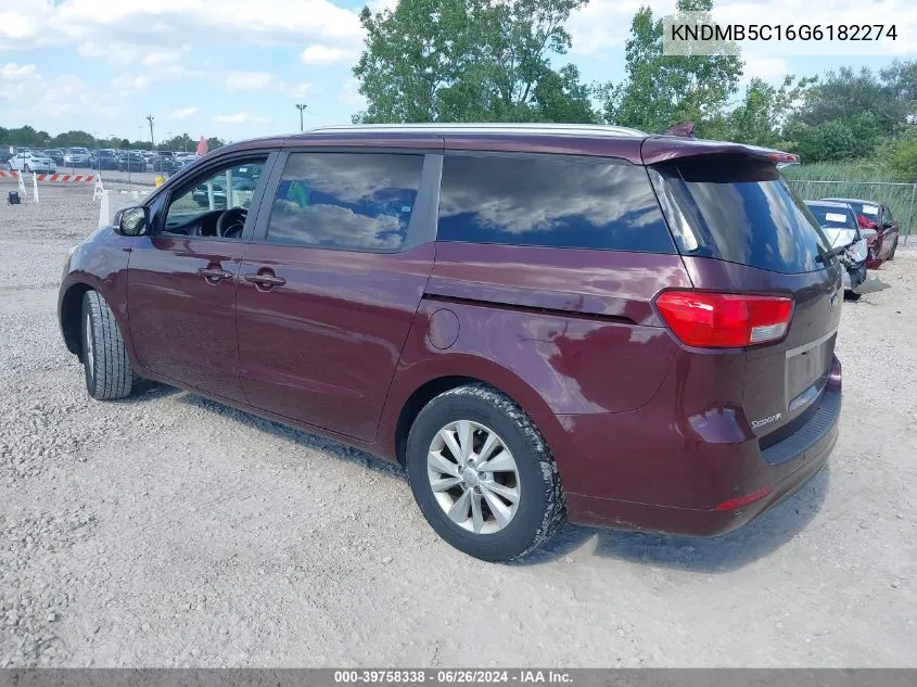 2016 Kia Sedona Lx VIN: KNDMB5C16G6182274 Lot: 39758338