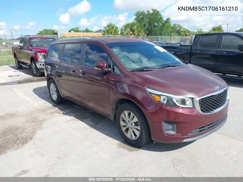 2016 Kia Sedona Lx VIN: KNDMB5C17G6161210 Lot: 39765025