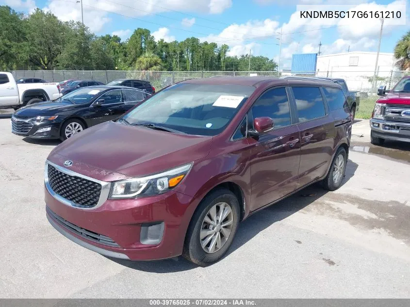 2016 Kia Sedona Lx VIN: KNDMB5C17G6161210 Lot: 39765025