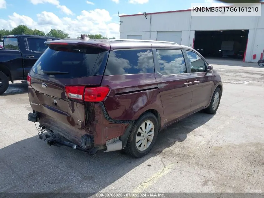 2016 Kia Sedona Lx VIN: KNDMB5C17G6161210 Lot: 39765025