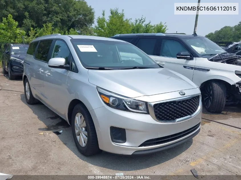 2016 Kia Sedona Lx VIN: KNDMB5C16G6112015 Lot: 39948574