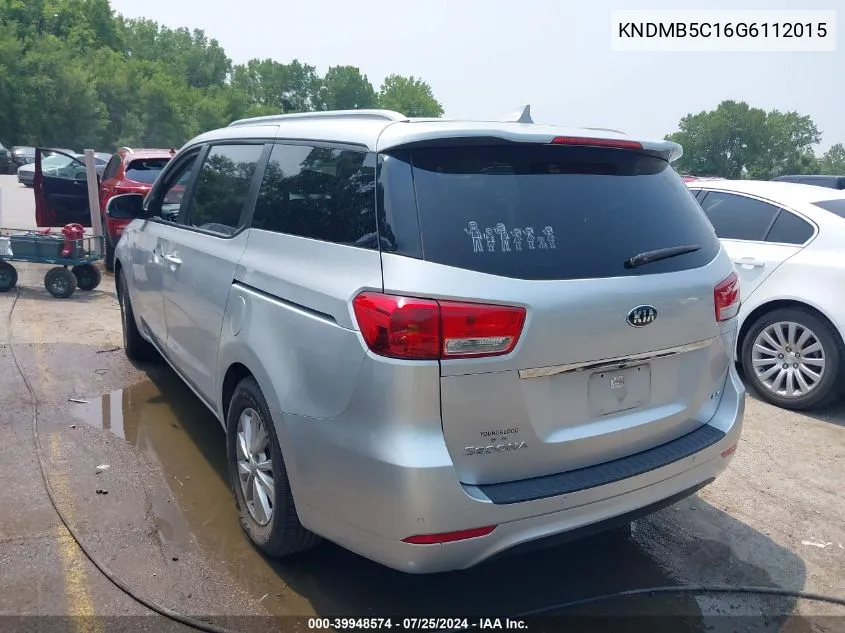 2016 Kia Sedona Lx VIN: KNDMB5C16G6112015 Lot: 39948574