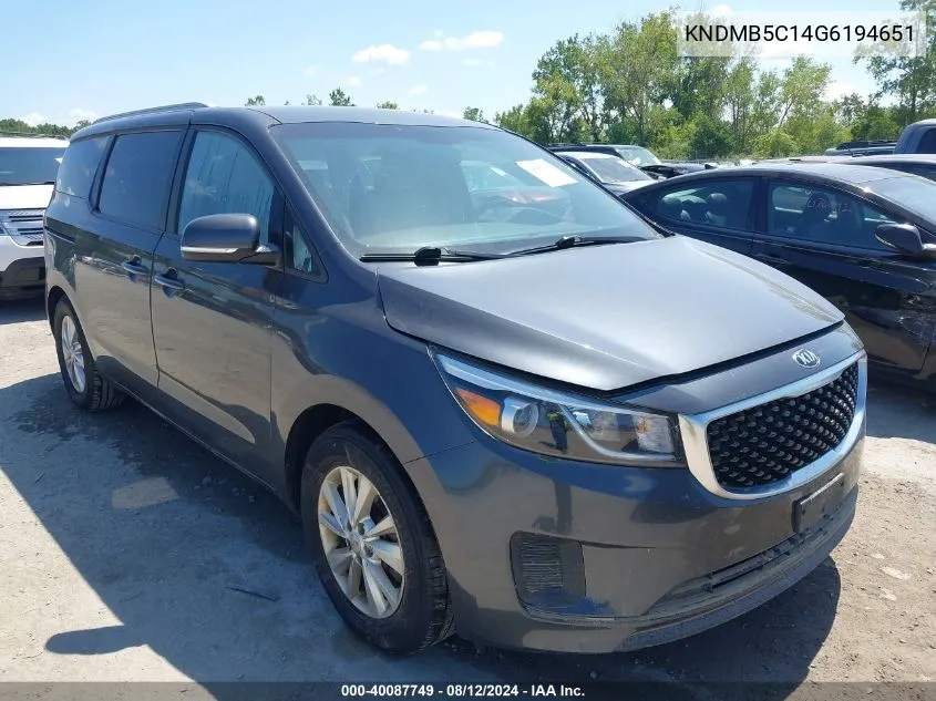 2016 Kia Sedona Lx VIN: KNDMB5C14G6194651 Lot: 40087749