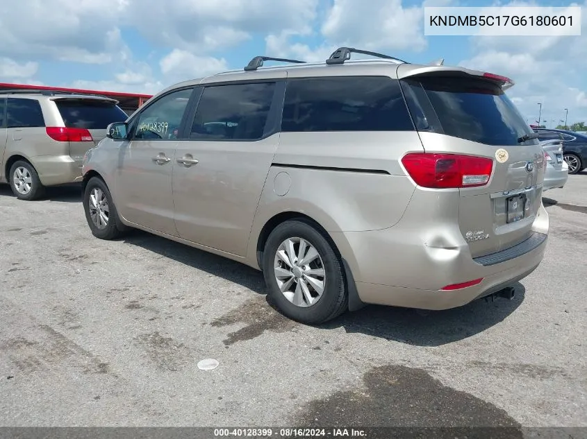 2016 Kia Sedona Lx VIN: KNDMB5C17G6180601 Lot: 40128399