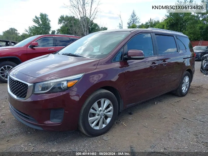 2016 Kia Sedona Lx VIN: KNDMB5C1XG6134826 Lot: 40141483