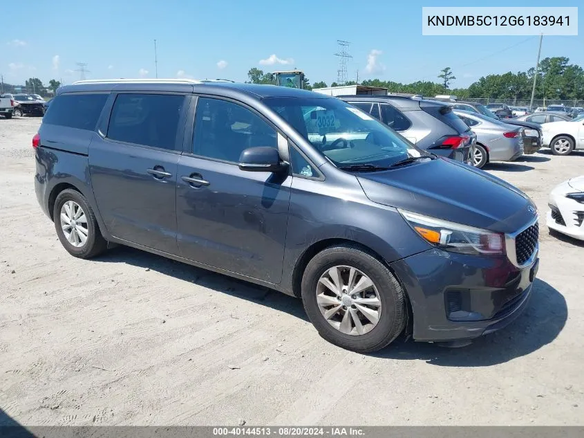 2016 Kia Sedona Lx VIN: KNDMB5C12G6183941 Lot: 40144513