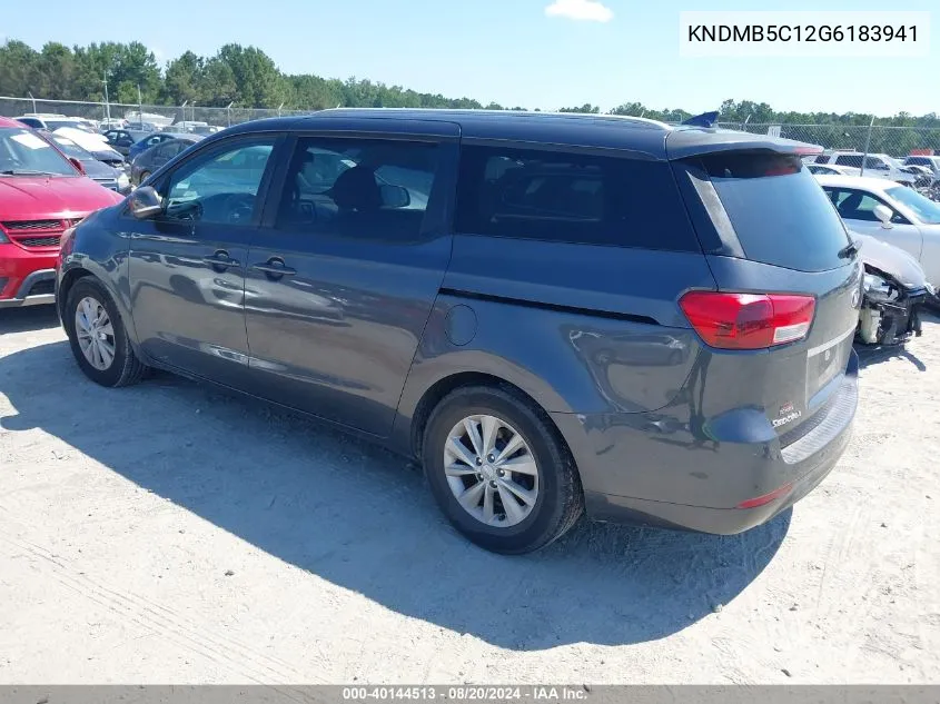 2016 Kia Sedona Lx VIN: KNDMB5C12G6183941 Lot: 40144513