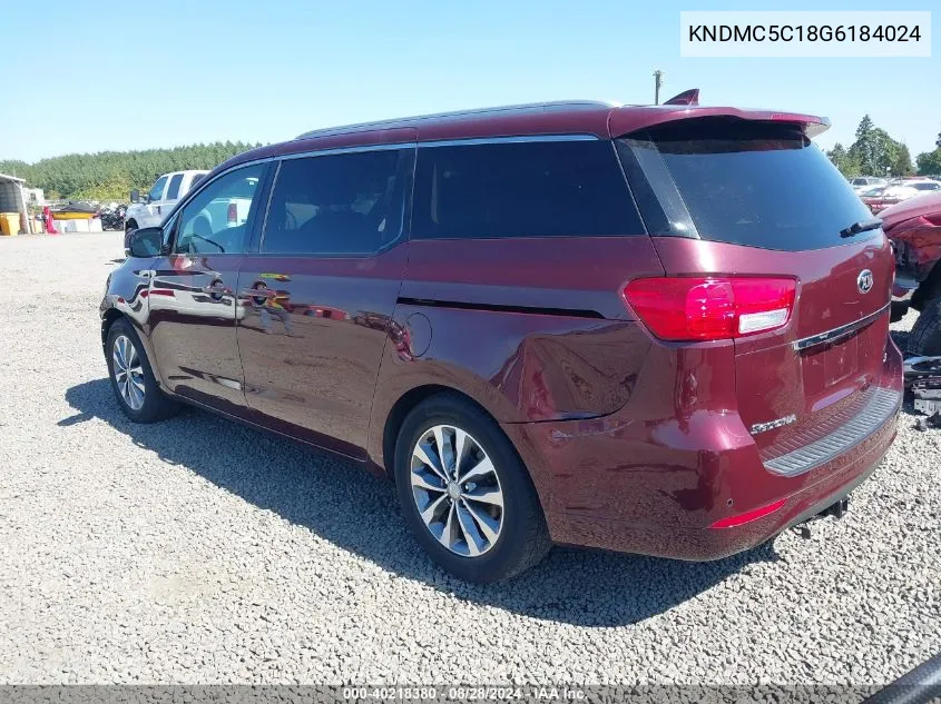 2016 Kia Sedona Sx VIN: KNDMC5C18G6184024 Lot: 40218380