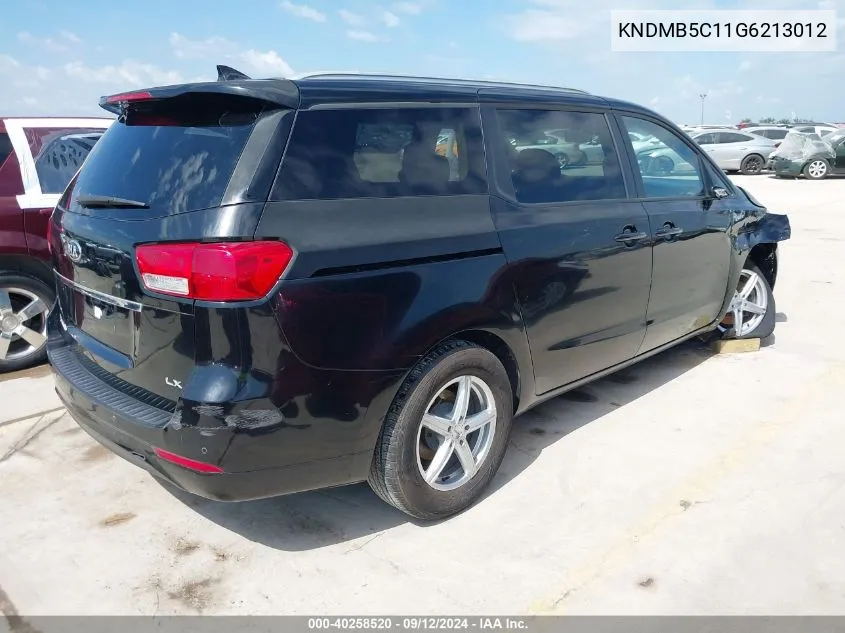 2016 Kia Sedona Lx VIN: KNDMB5C11G6213012 Lot: 40258520