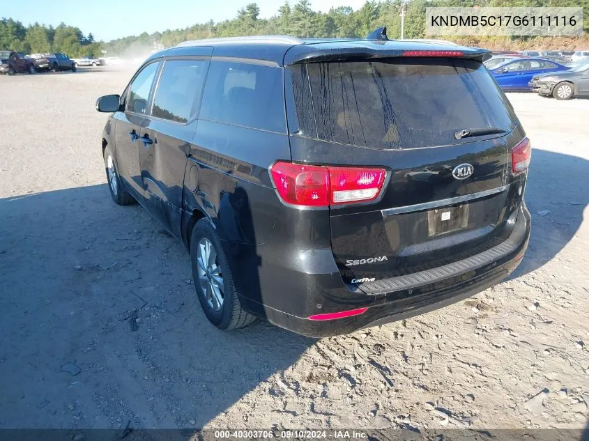 2016 Kia Sedona Lx VIN: KNDMB5C17G6111116 Lot: 40303706