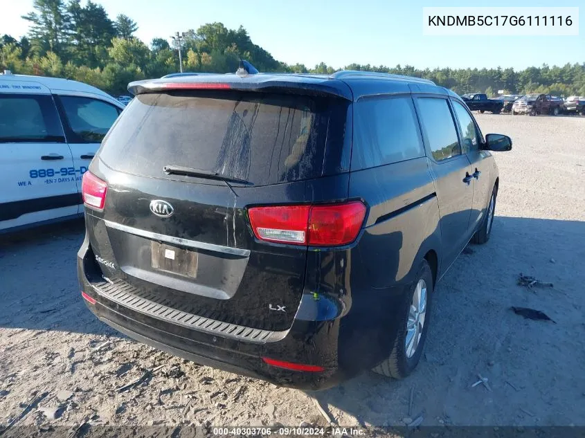 2016 Kia Sedona Lx VIN: KNDMB5C17G6111116 Lot: 40303706