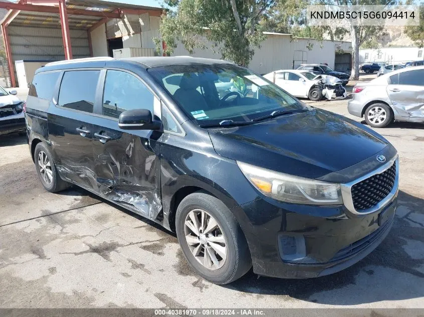 2016 Kia Sedona Lx VIN: KNDMB5C15G6094414 Lot: 40381970