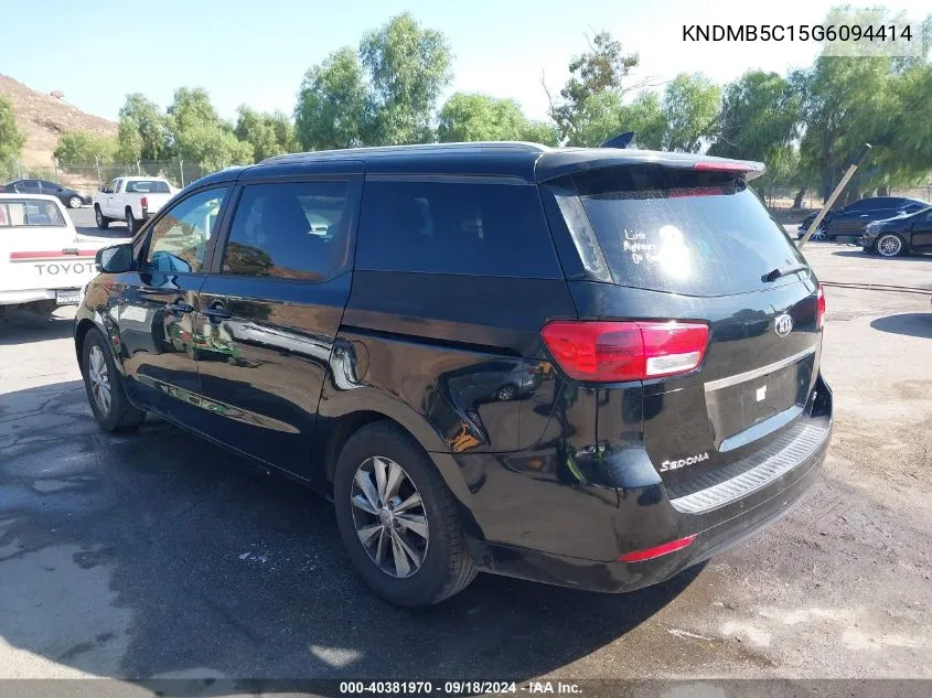 2016 Kia Sedona Lx VIN: KNDMB5C15G6094414 Lot: 40381970