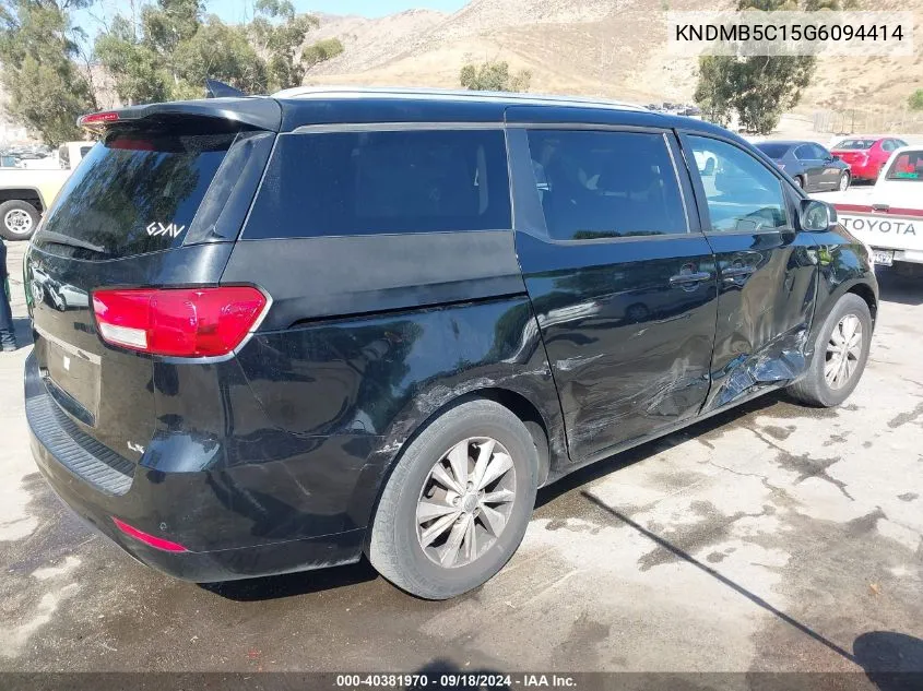 2016 Kia Sedona Lx VIN: KNDMB5C15G6094414 Lot: 40381970