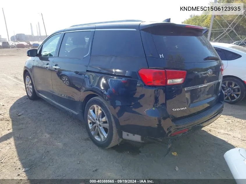 2016 Kia Sedona Sx Luxury VIN: KNDME5C15G6123935 Lot: 40388565