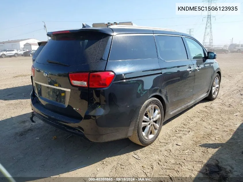 2016 Kia Sedona Sx Luxury VIN: KNDME5C15G6123935 Lot: 40388565