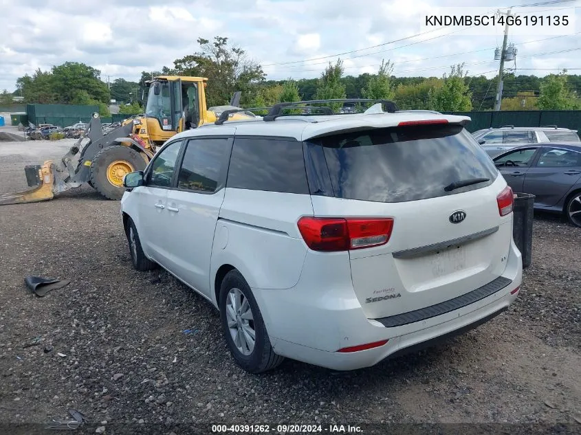 2016 Kia Sedona Lx VIN: KNDMB5C14G6191135 Lot: 40391262