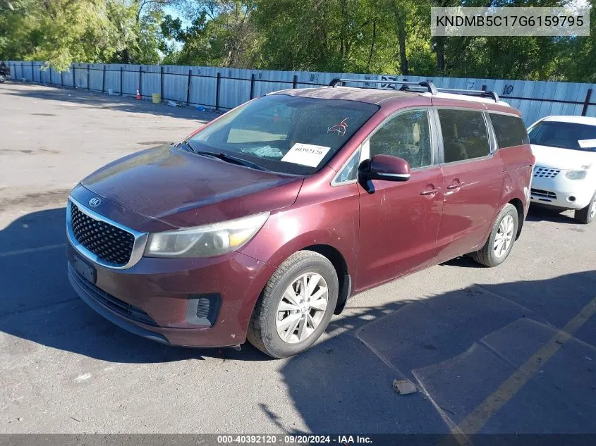 2016 Kia Sedona Lx VIN: KNDMB5C17G6159795 Lot: 40392120