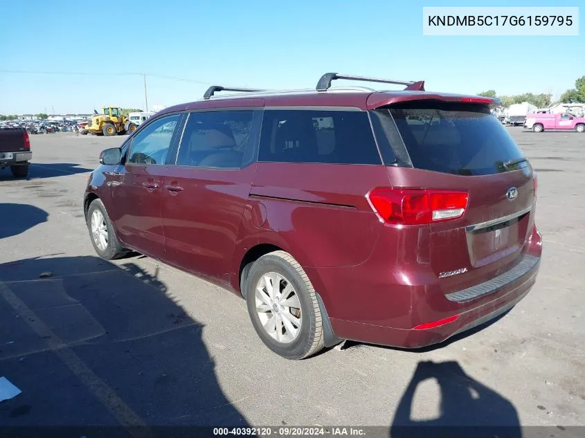 2016 Kia Sedona Lx VIN: KNDMB5C17G6159795 Lot: 40392120