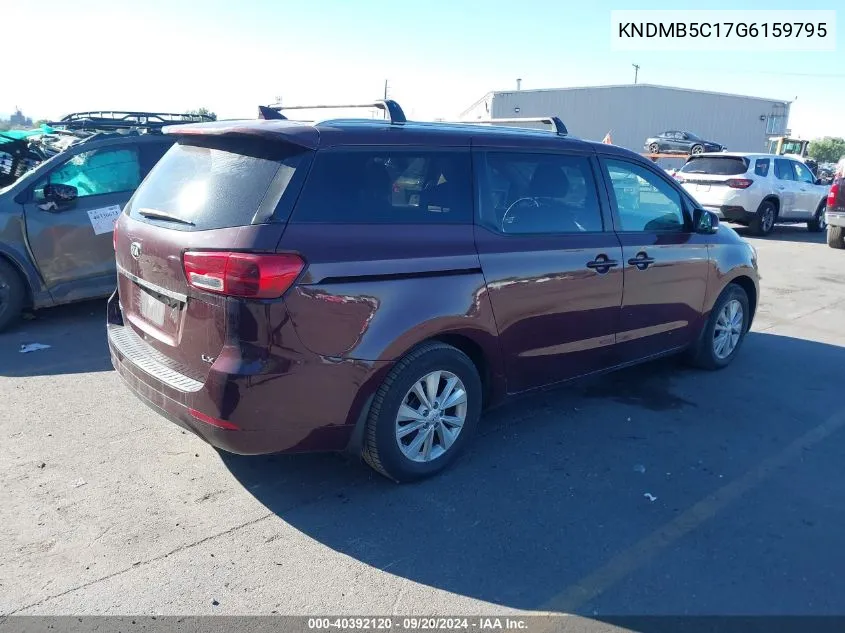 2016 Kia Sedona Lx VIN: KNDMB5C17G6159795 Lot: 40392120