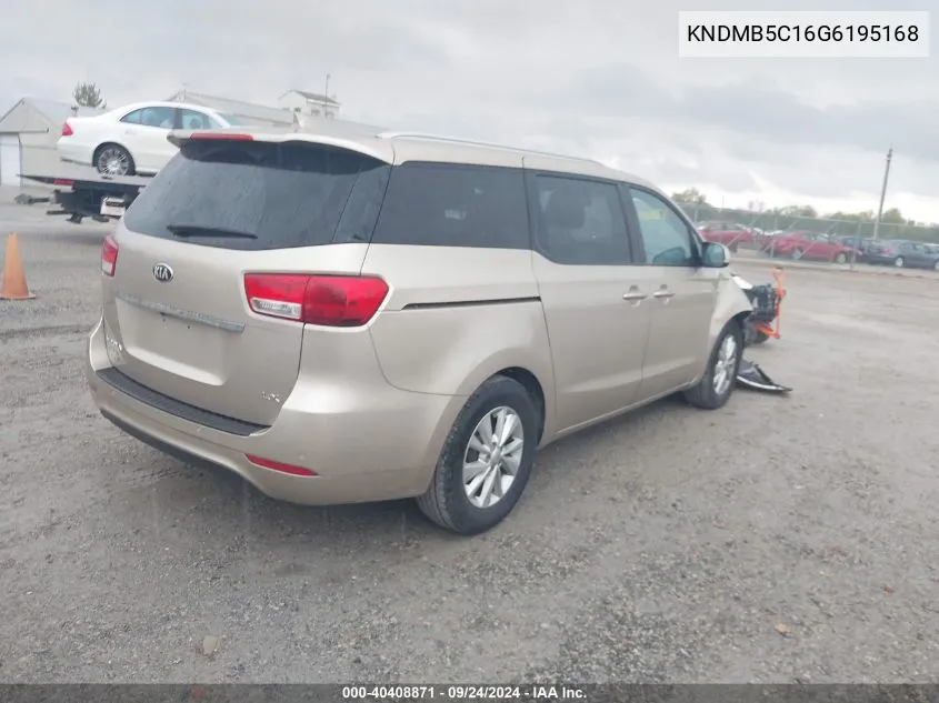 2016 Kia Sedona Lx VIN: KNDMB5C16G6195168 Lot: 40408871