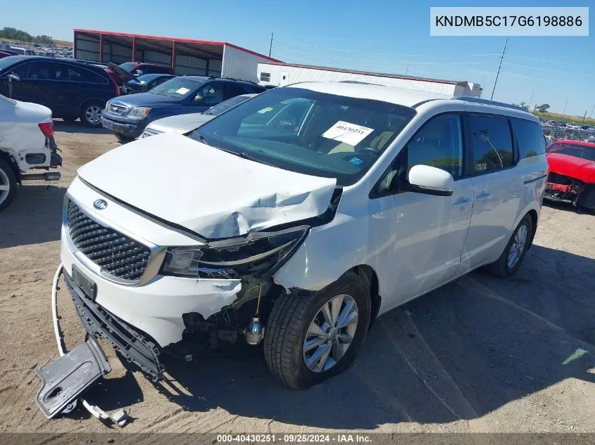 2016 Kia Sedona Lx VIN: KNDMB5C17G6198886 Lot: 40430251