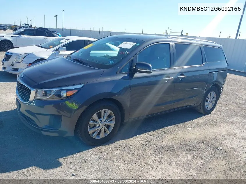 2016 Kia Sedona Lx VIN: KNDMB5C12G6092166 Lot: 40469743