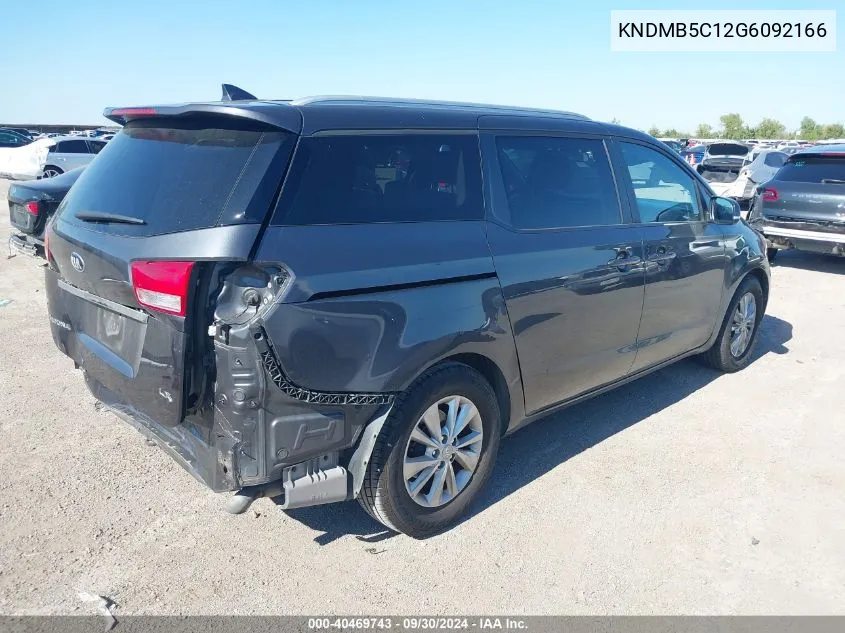 2016 Kia Sedona Lx VIN: KNDMB5C12G6092166 Lot: 40469743