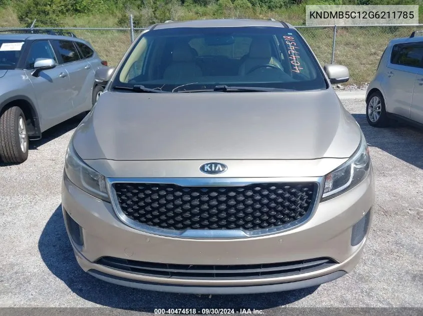 2016 Kia Sedona Lx VIN: KNDMB5C12G6211785 Lot: 40474518