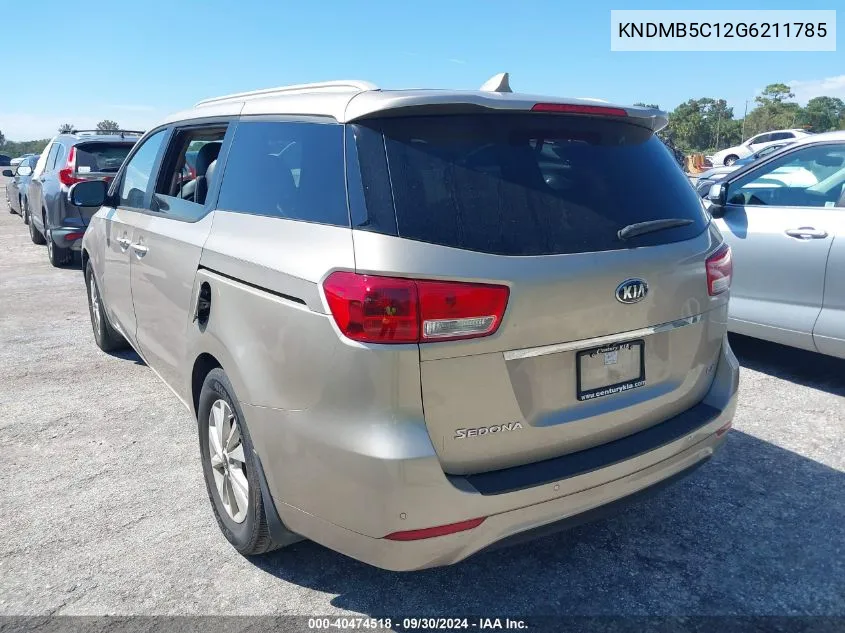 2016 Kia Sedona Lx VIN: KNDMB5C12G6211785 Lot: 40474518