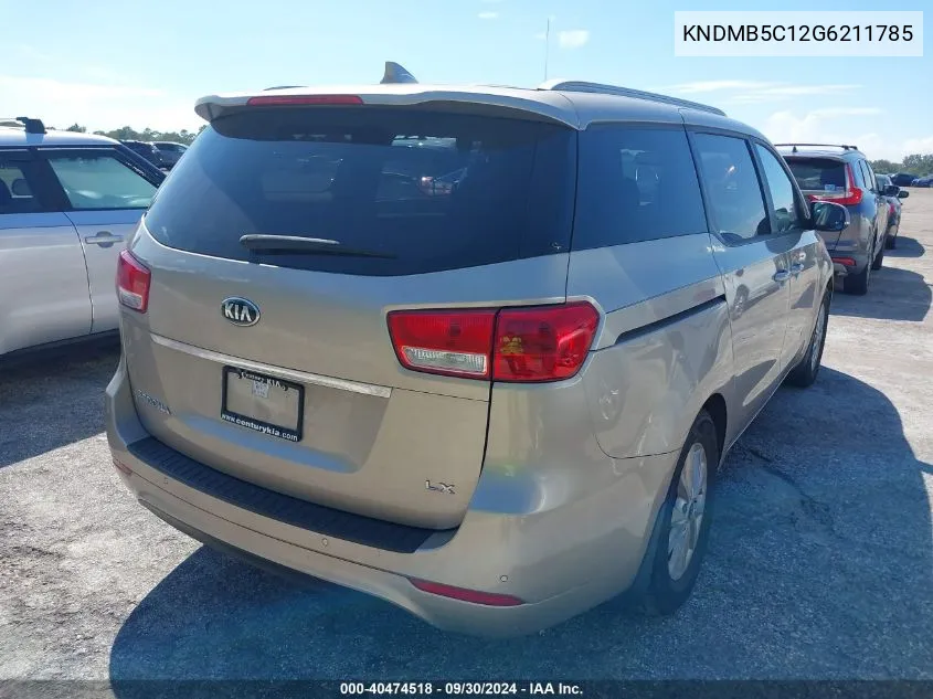 2016 Kia Sedona Lx VIN: KNDMB5C12G6211785 Lot: 40474518