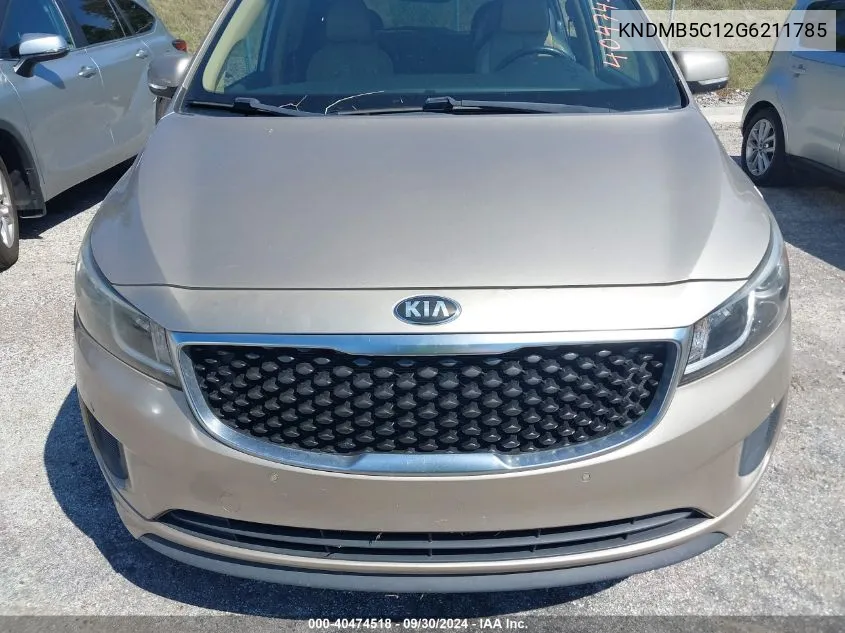 2016 Kia Sedona Lx VIN: KNDMB5C12G6211785 Lot: 40474518