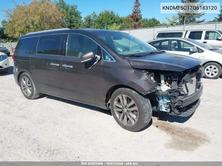 2016 Kia Sedona Sxl VIN: KNDME5C17G6183120 Lot: 40483486