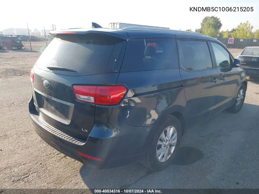 2016 Kia Sedona Lx VIN: KNDMB5C10G6215205 Lot: 40534316