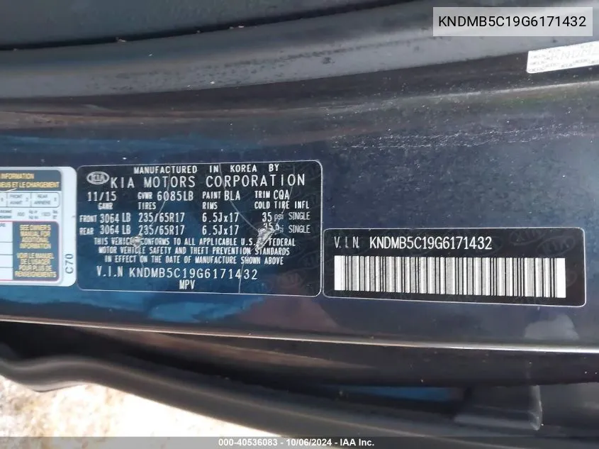 KNDMB5C19G6171432 2016 Kia Sedona Lx