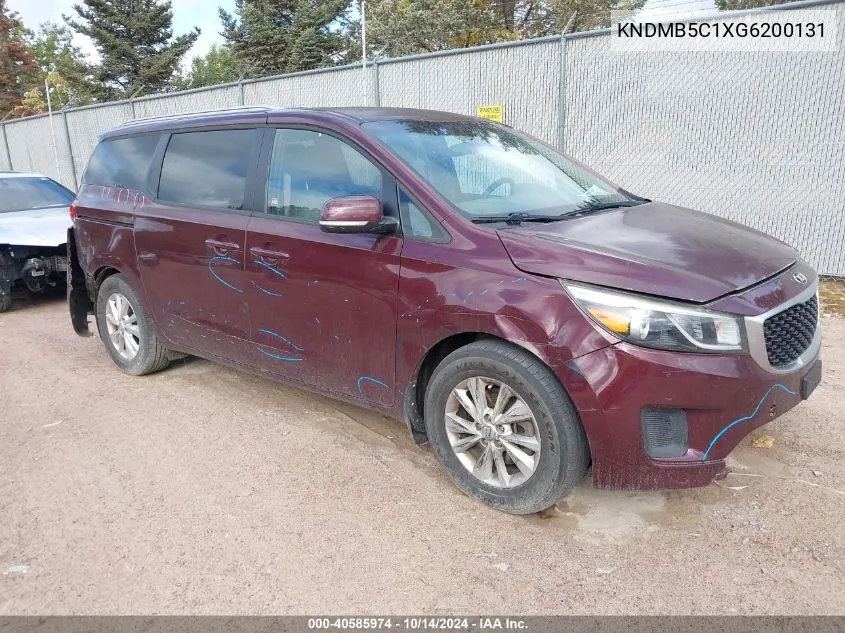 2016 Kia Sedona Lx VIN: KNDMB5C1XG6200131 Lot: 40585974